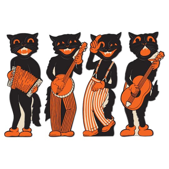 Beistle 17" Vintage Halloween Scat Cat Band Cutouts, 8ct.